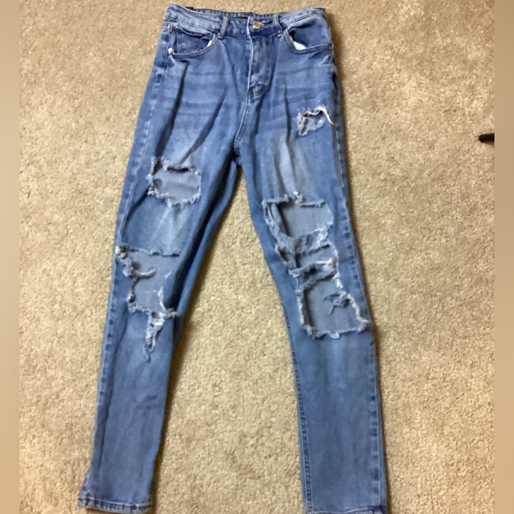 Blue ripped jeans